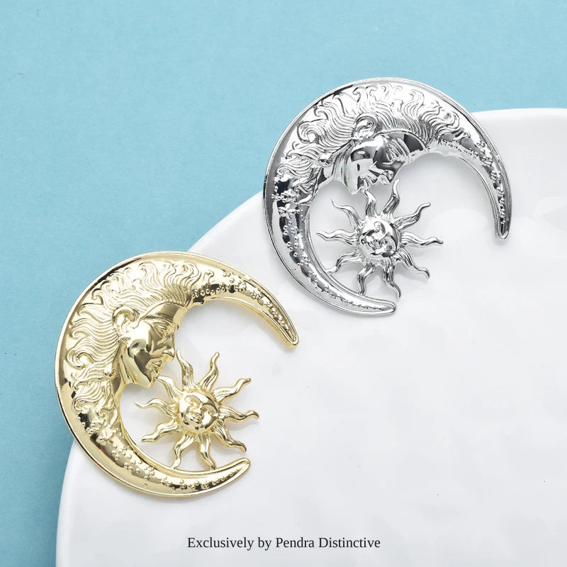 PENDRA Stainless Steel Sun And Moon Brooch