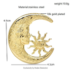 PENDRA Stainless Steel Sun And Moon Brooch