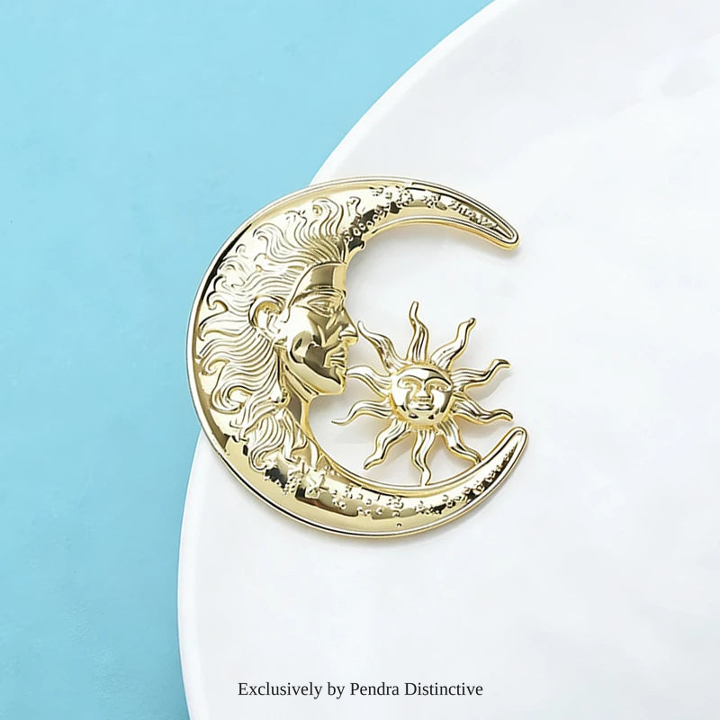 PENDRA Stainless Steel Sun And Moon Brooch