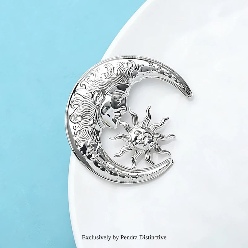 PENDRA Stainless Steel Sun And Moon Brooch