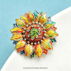 PENDRA Sunlit Famous Painting Sunflower Enamel Brooch