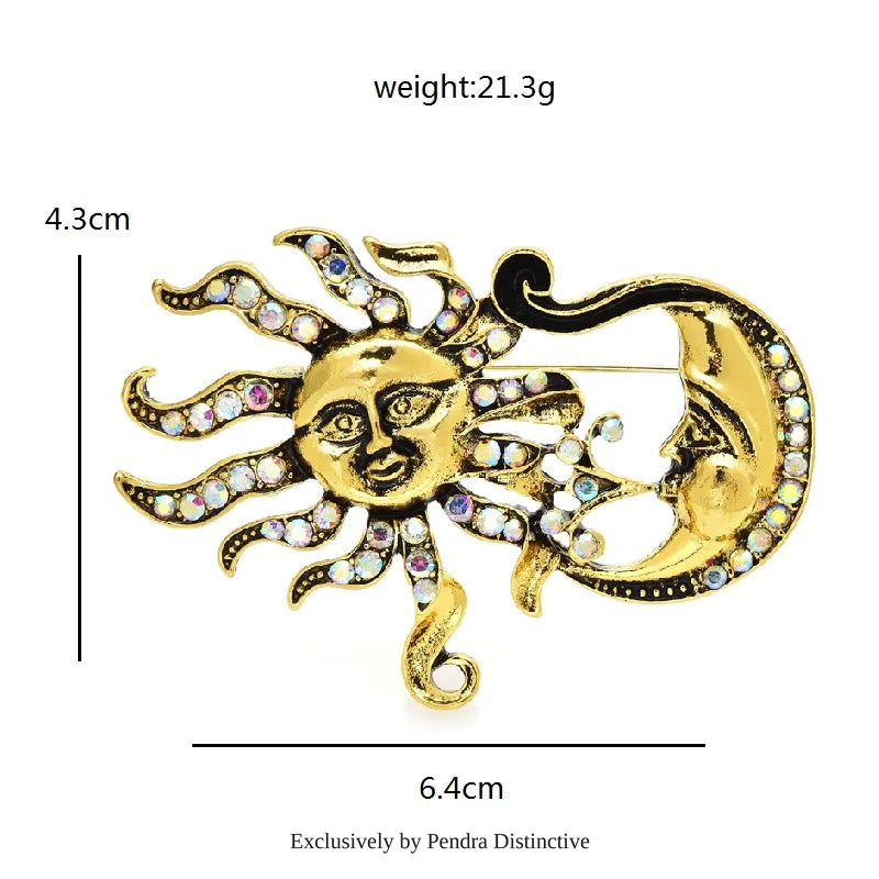 PENDRA Vintage Sun And Moon Brooch