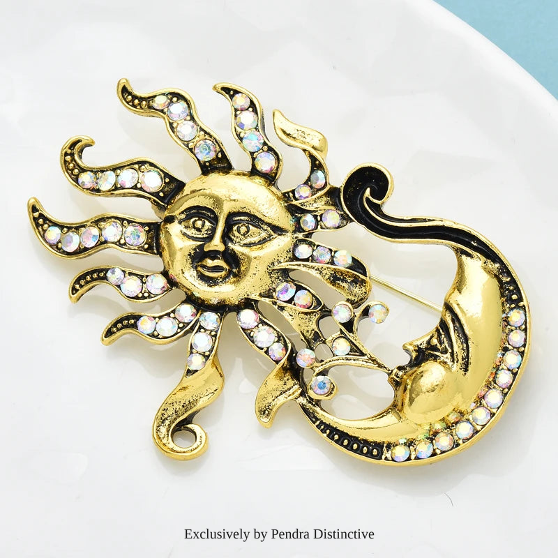 PENDRA Vintage Sun And Moon Brooch
