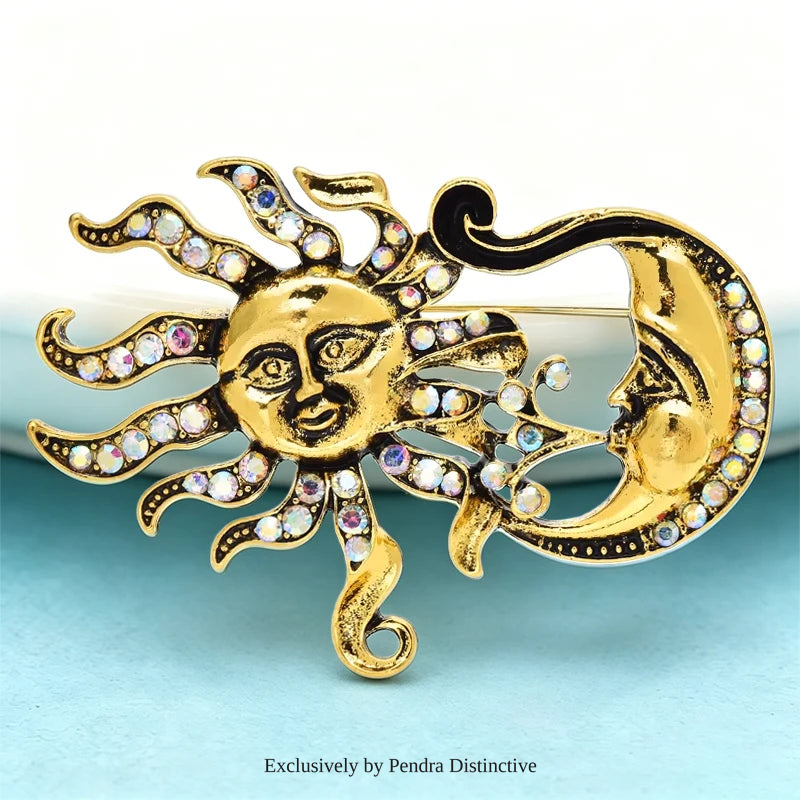 PENDRA Vintage Sun And Moon Brooch