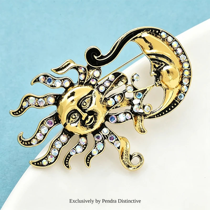 PENDRA Vintage Sun And Moon Brooch