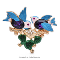 PENDRA Swallowflora Purple Blue Swallow Brooch
