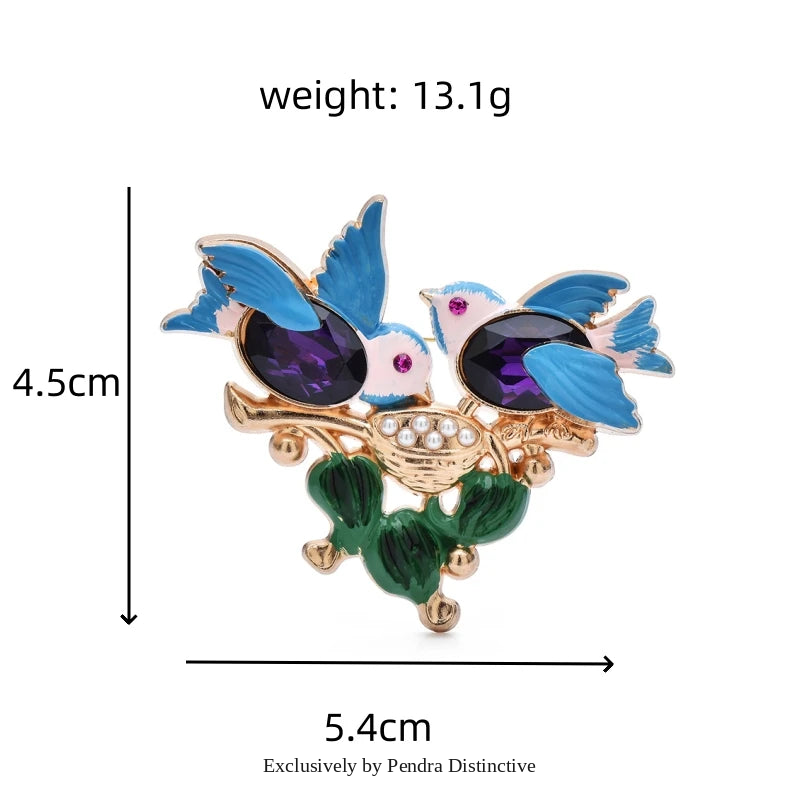 PENDRA Swallowflora Purple Blue Swallow Brooch