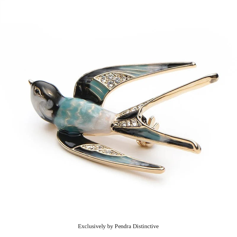 PENDRA Swiftwing Alloy Enamel Swallow Brooch