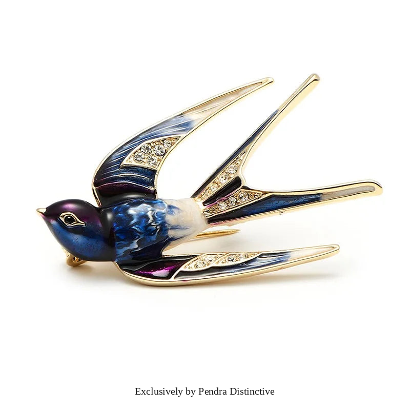 PENDRA Swiftwing Alloy Enamel Swallow Brooch