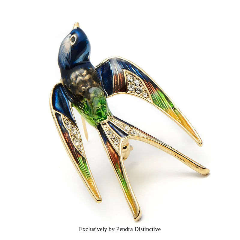 PENDRA Swiftwing Alloy Enamel Swallow Brooch