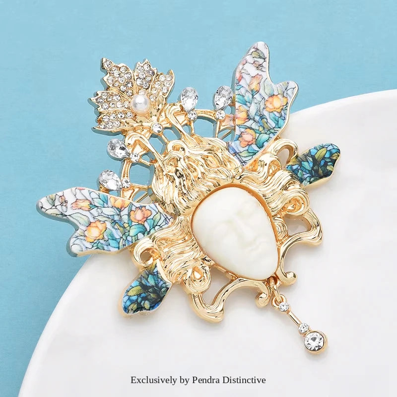 PENDRA Sylphina Retro Forest Elf Face Brooch