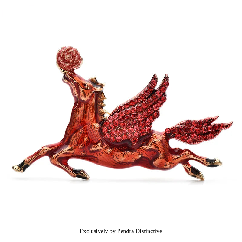 PENDRA Taking Rose-flower Horse Brooch