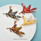 PENDRA Taking Rose-flower Horse Brooch