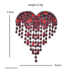 PENDRA Red Tassel Heart Brooch