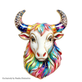 PENDRA Taurus Crest Rhinestone Bull Brooch