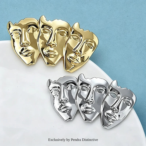 PENDRA Art Three Faces Brooch