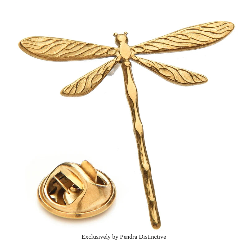 PENDRA Tiny Dragonfly Metal Insect Brooch