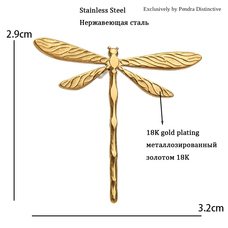 PENDRA Tiny Dragonfly Metal Insect Brooch