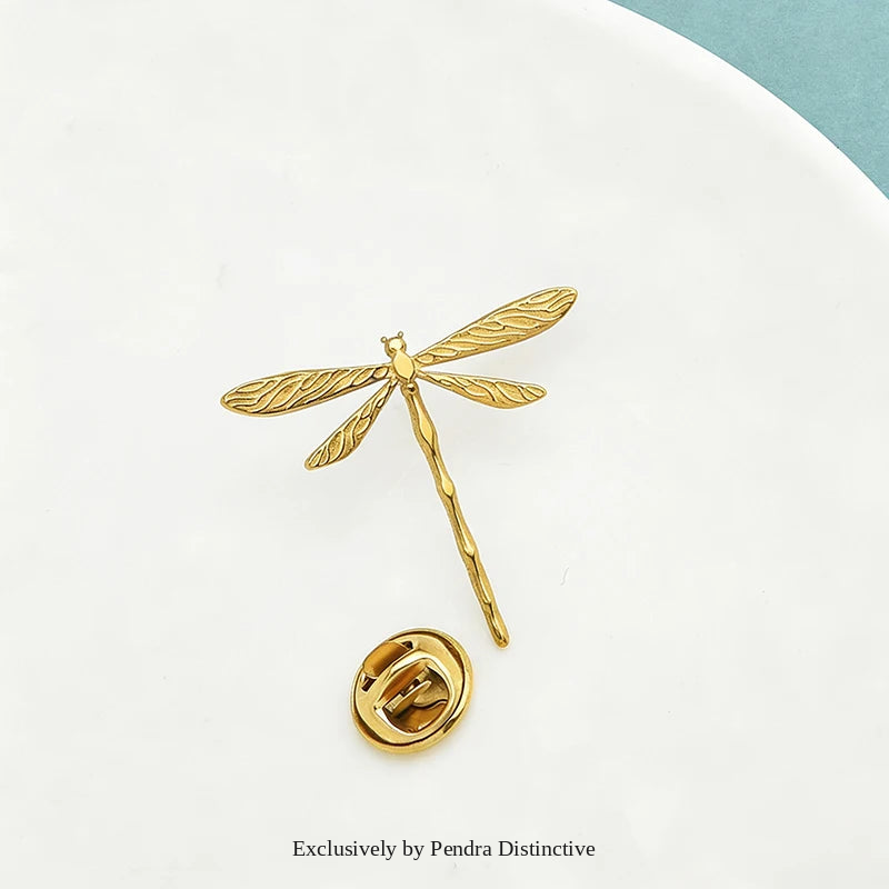 PENDRA Tiny Dragonfly Metal Insect Brooch