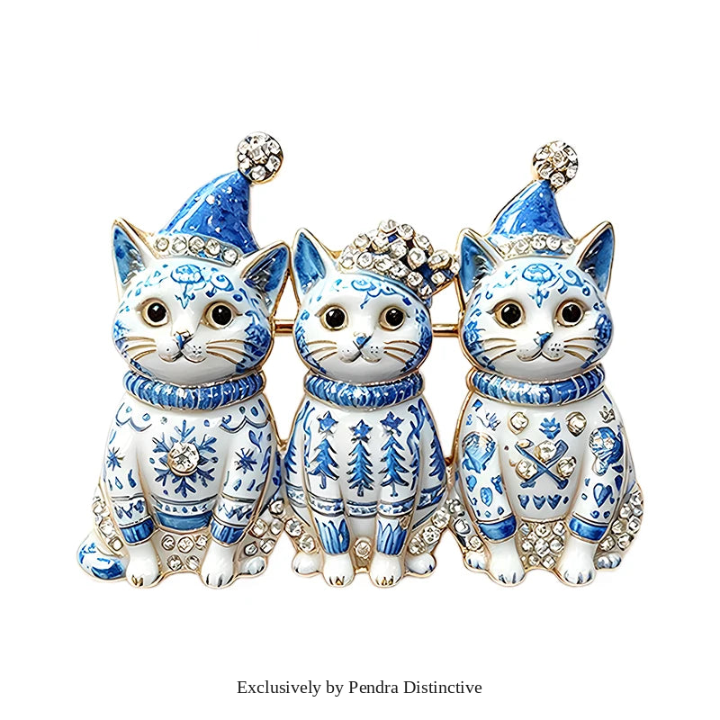 PENDRA Trio Christmas Cat Brooch
