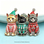 PENDRA Trio Christmas Cat Brooch