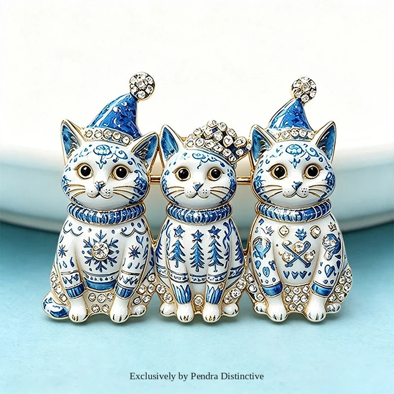 PENDRA Trio Christmas Cat Brooch