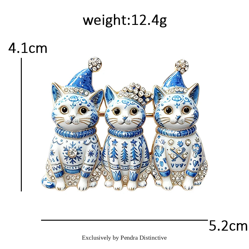 PENDRA Trio Christmas Cat Brooch