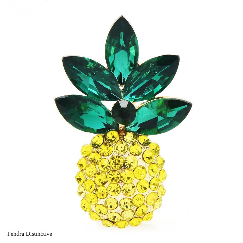 PENDRA Tropica Shimmering Rhinestone Pineapple Brooch
