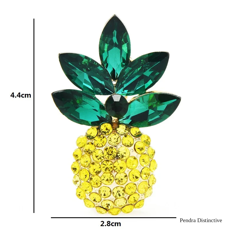 PENDRA Tropica Shimmering Rhinestone Pineapple Brooch