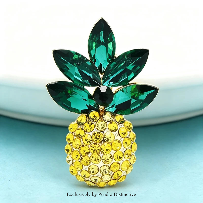 PENDRA Tropica Shimmering Rhinestone Pineapple Brooch