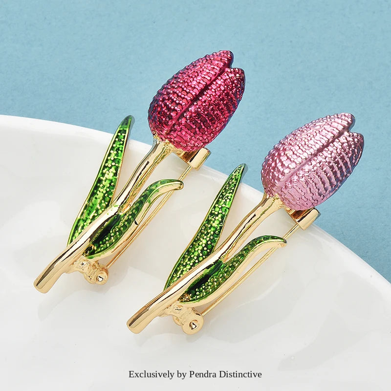 PENDRA Tulippa Enamel Tulip Flower Brooch