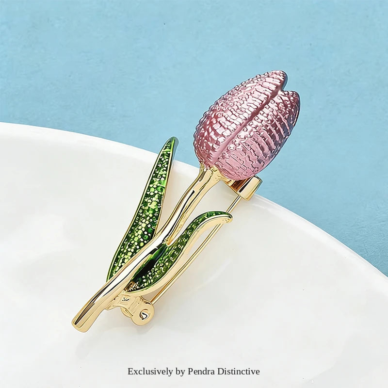 PENDRA Tulippa Enamel Tulip Flower Brooch