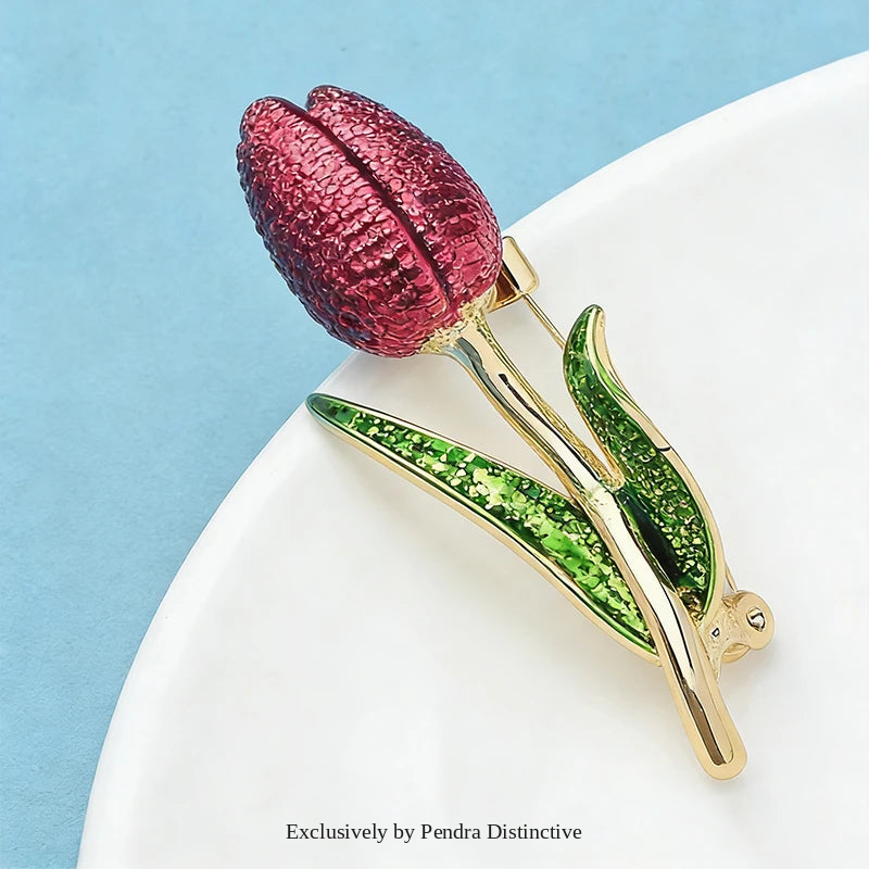 PENDRA Tulippa Enamel Tulip Flower Brooch