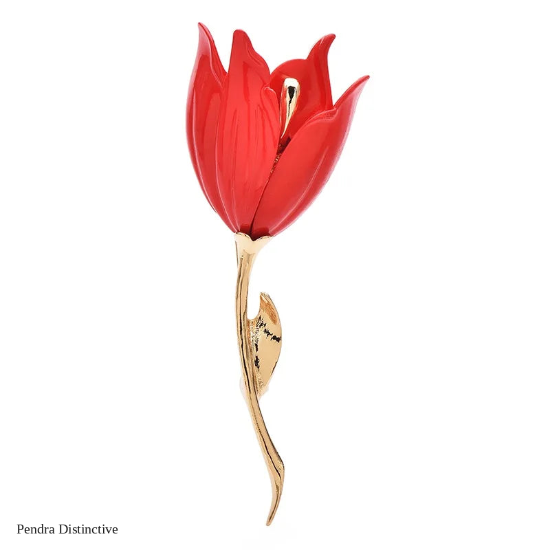PENDRA Tulippa Large Enamel Tulip Flower Brooch