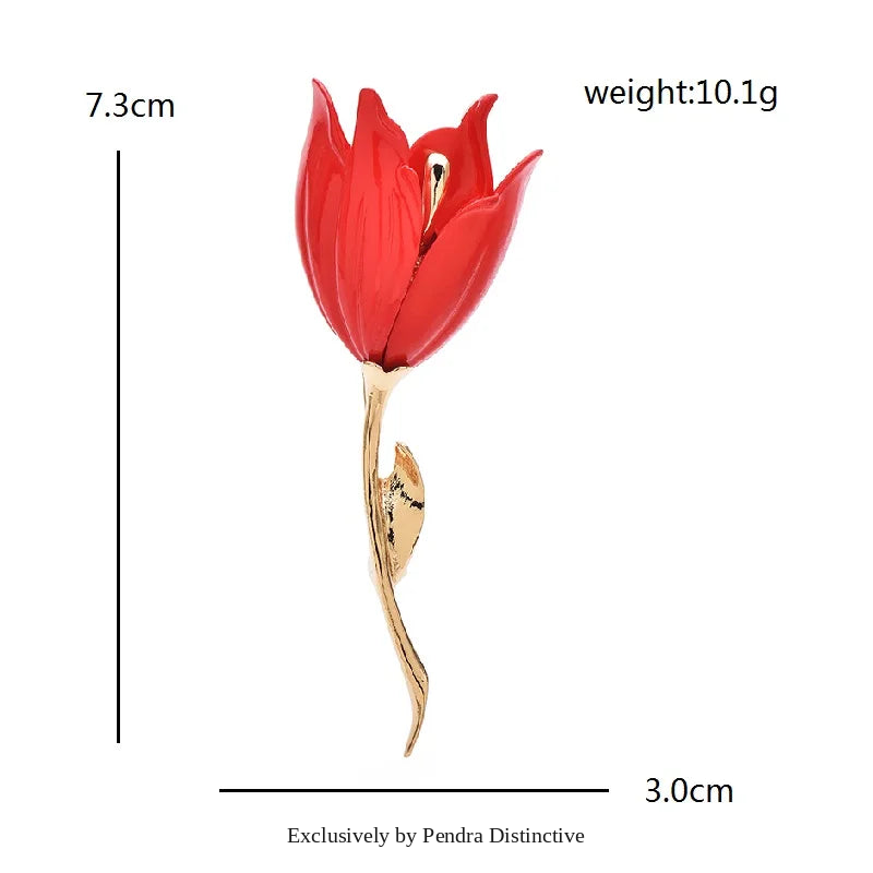 PENDRA Tulippa Large Enamel Tulip Flower Brooch
