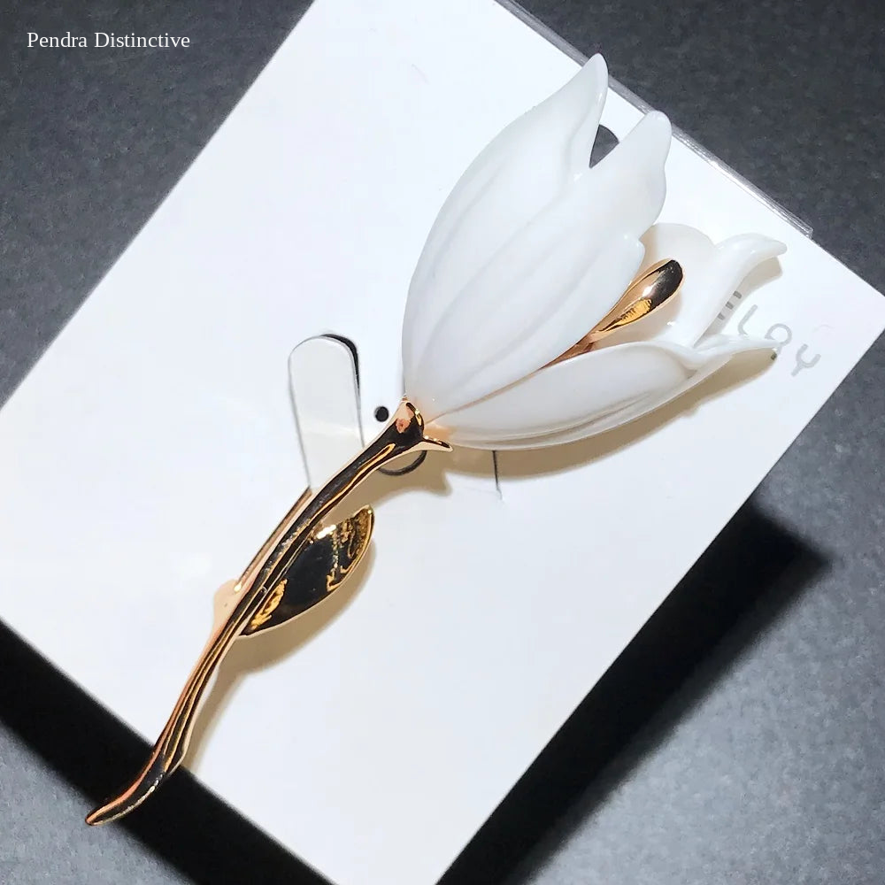 PENDRA Tulippa Large Enamel Tulip Flower Brooch