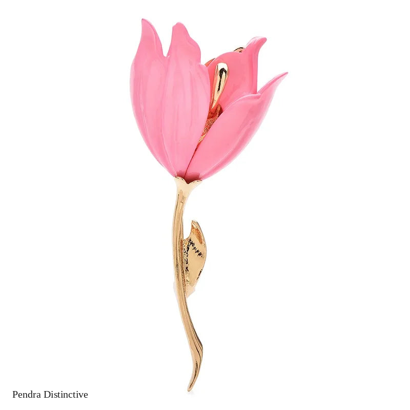PENDRA Tulippa Large Enamel Tulip Flower Brooch