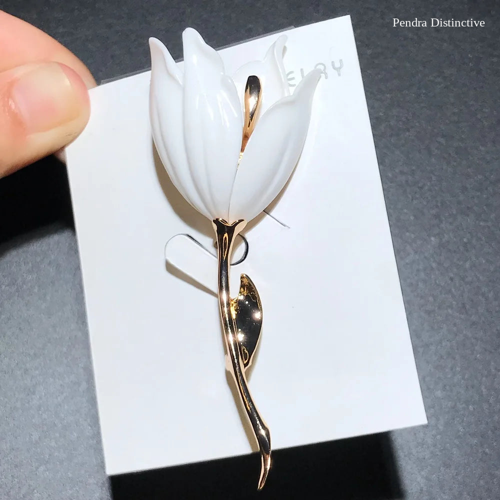 PENDRA Tulippa Large Enamel Tulip Flower Brooch