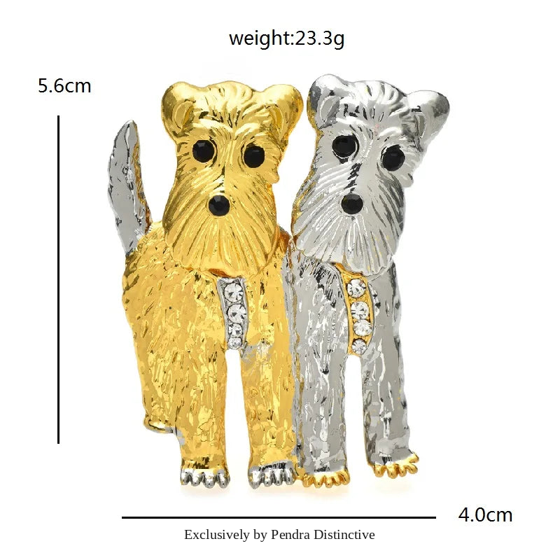 PENDRA Two Dogs Puppy Animal Brooch