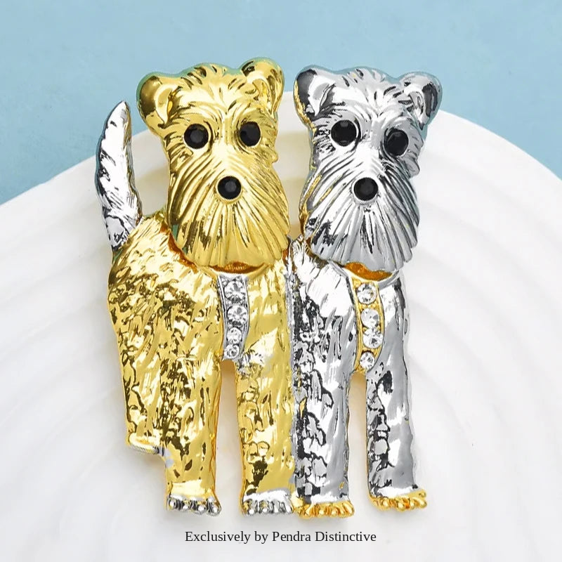 PENDRA Two Dogs Puppy Animal Brooch