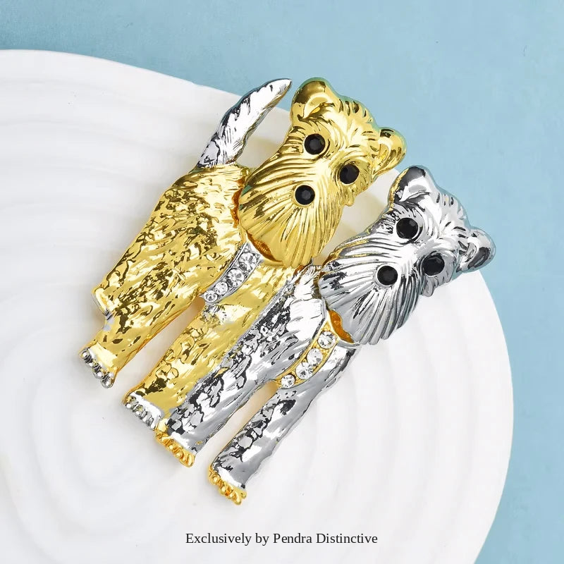 PENDRA Two Dogs Puppy Animal Brooch