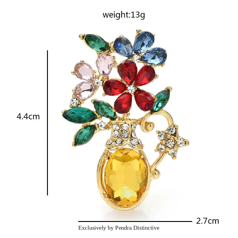 PENDRA Vaseflora Flowers in Vase Brooch