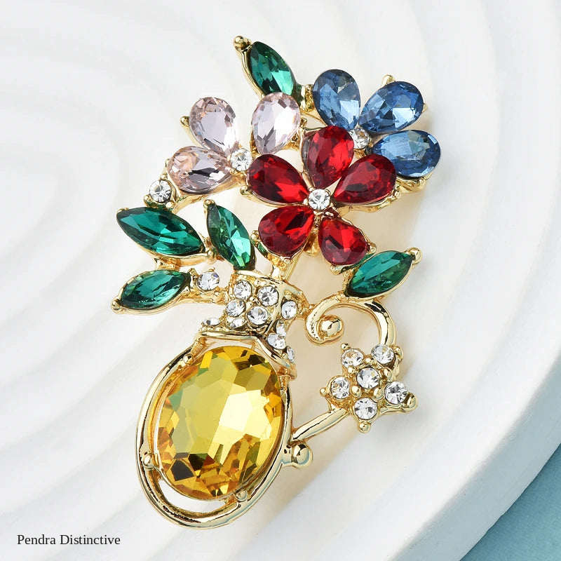 PENDRA Vaseflora Flowers in Vase Brooch