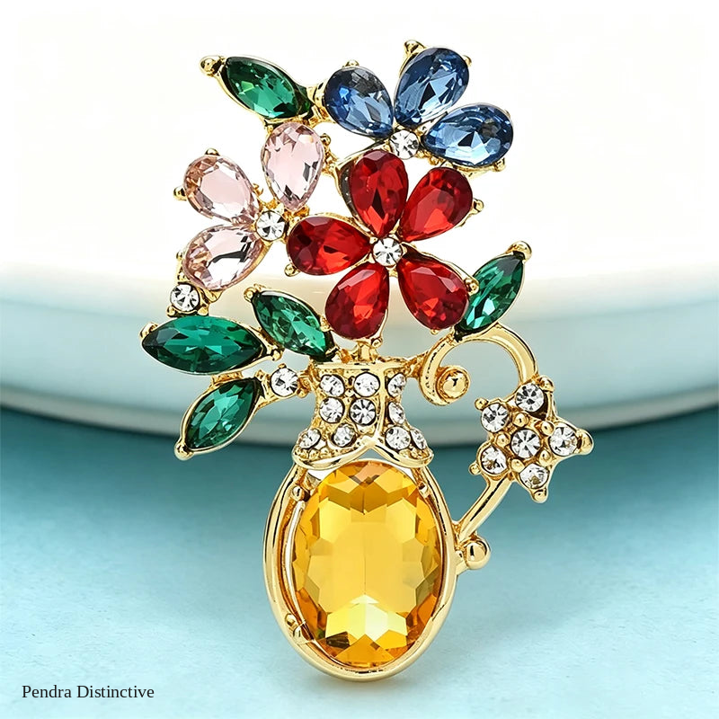 PENDRA Vaseflora Flowers in Vase Brooch