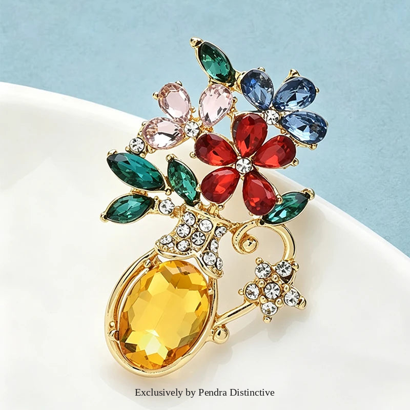 PENDRA Vaseflora Flowers in Vase Brooch