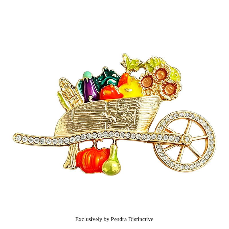 PENDRA Veggiecart Vintage Vegetable Cart Brooch