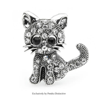 PENDRA Velvet Rhinestone Cat Brooch