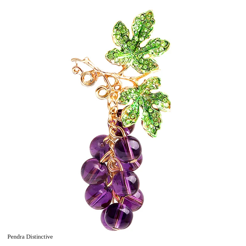 PENDRA Vinetta Glass Bead Grape Brooch