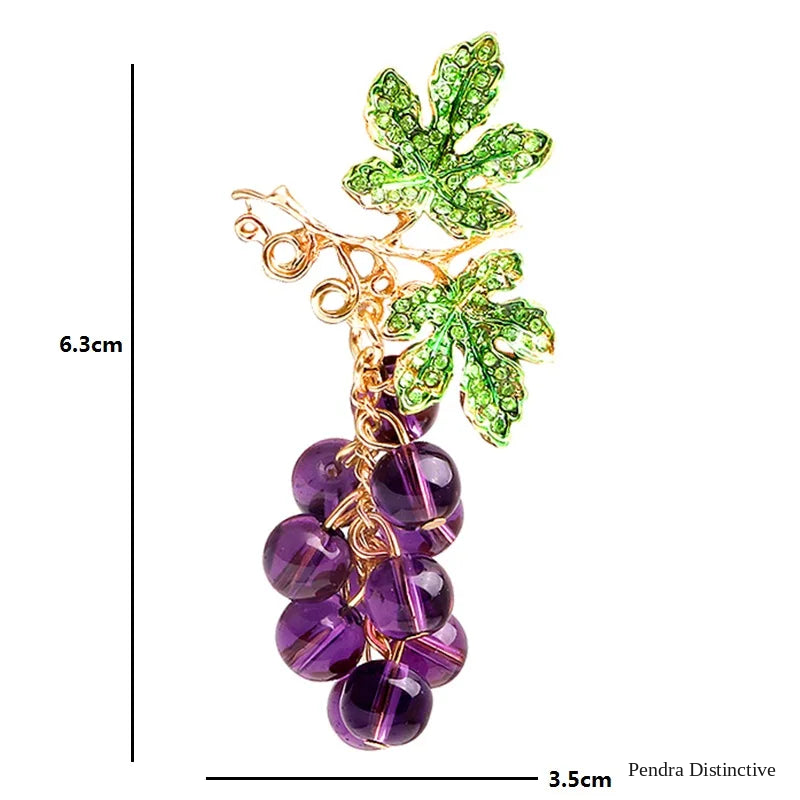 PENDRA Vinetta Glass Bead Grape Brooch