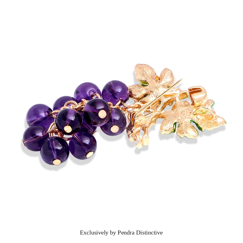 PENDRA Vinetta Glass Bead Grape Brooch